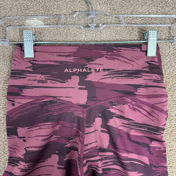 Alphalete Surface Legging Womens XS Burgundy Camo Pocket High Rise Gym Training - Picture 9 of 11
